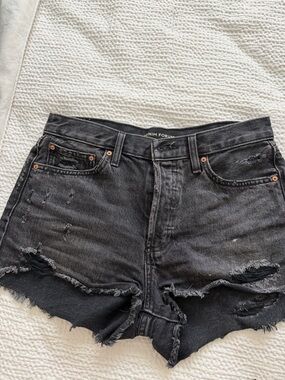 Aritzia Black Distressed Cutoff Jean Shorts